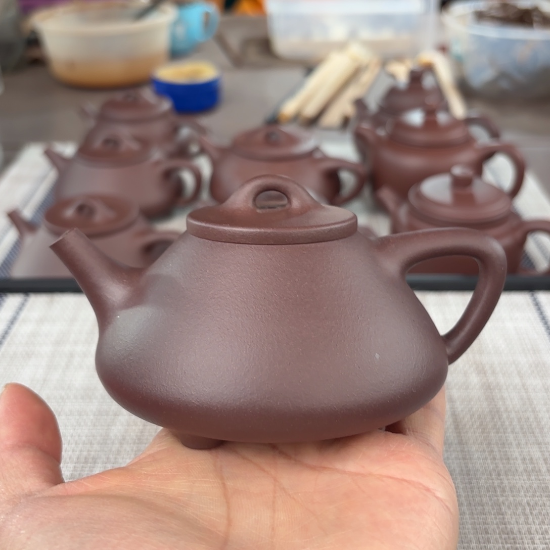 紫砂茶壶半手工老紫泥子冶石瓢壶220cc