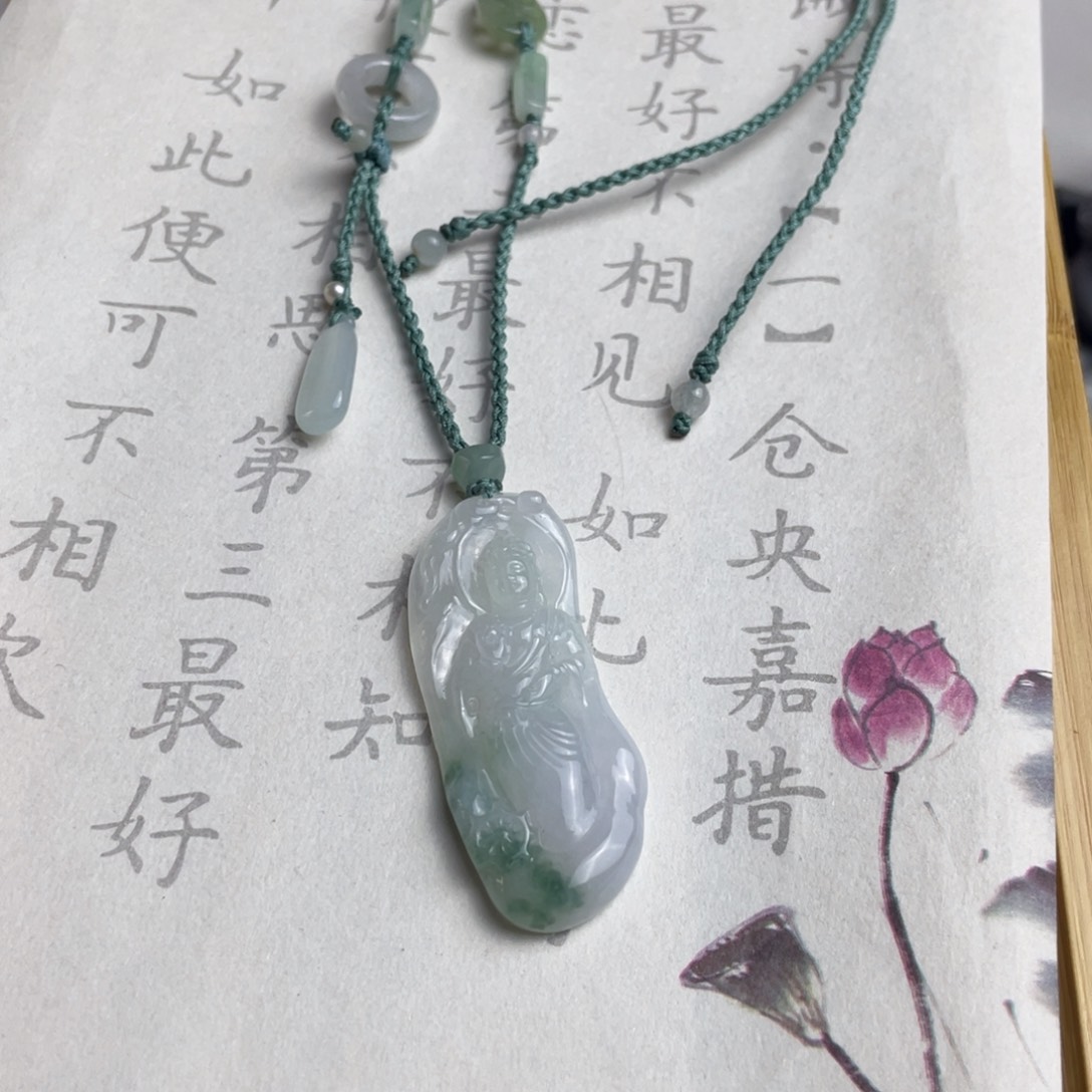 翡翠未镶嵌挂件设计款观音项链