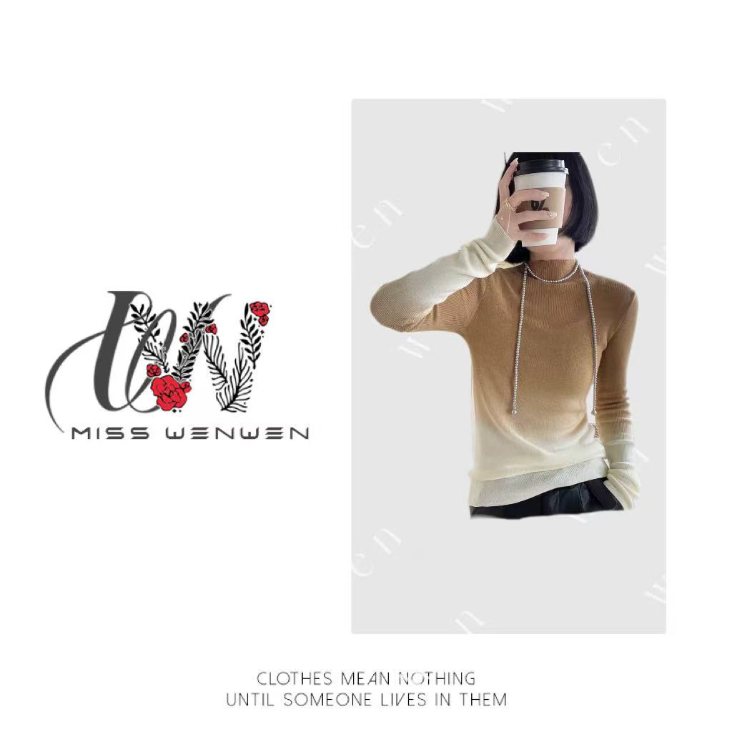 【文文专属】半高领渐变针织衫