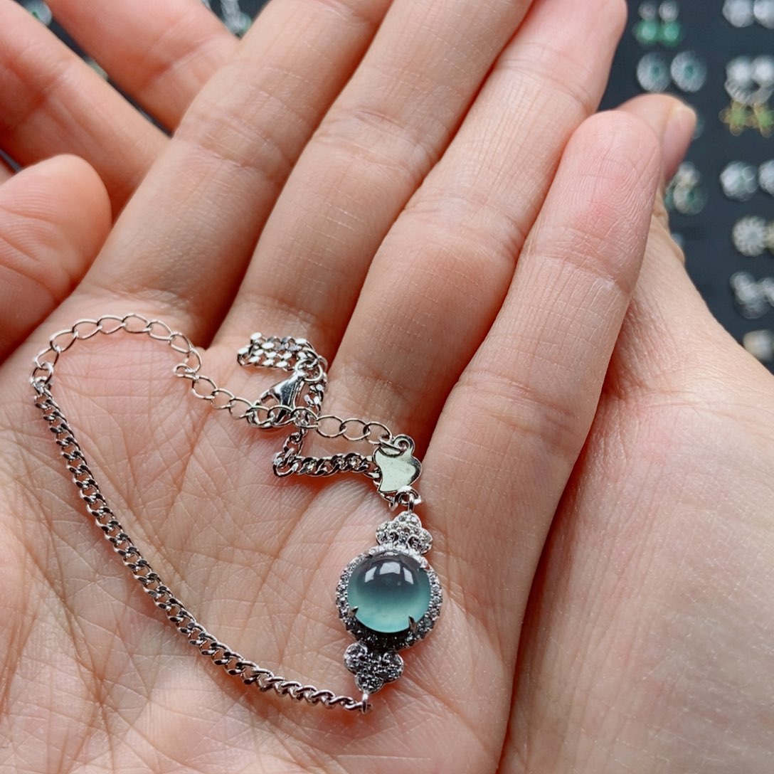 翡翠耳饰银S925镶嵌翡翠首饰