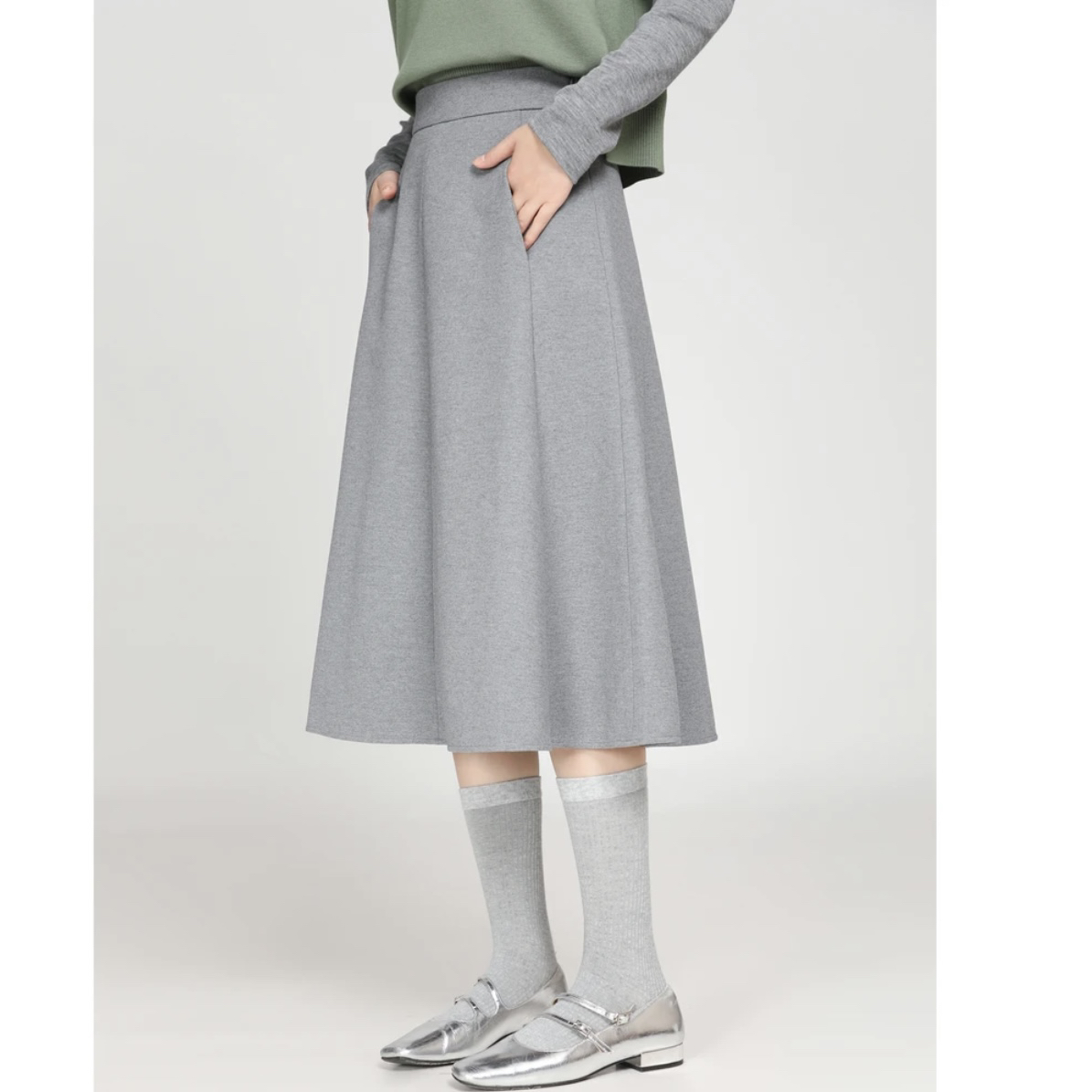 GIRDEAR/哥弟赫本风优雅气质百搭通勤高腰中长款半身伞裙/1200336