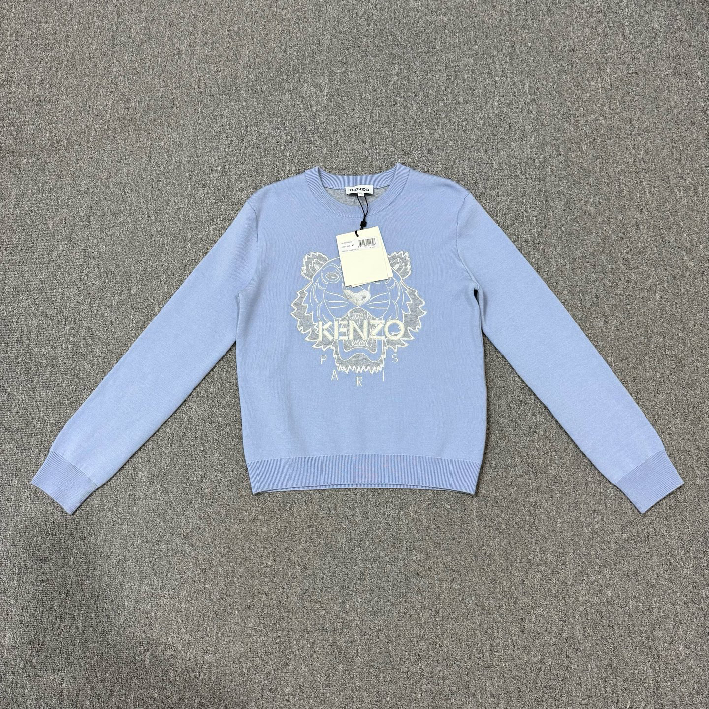 未使用 KENZO/肯佐 18676552 雾霾蓝虎头刺绣圆领针织衫卫衣 XS码