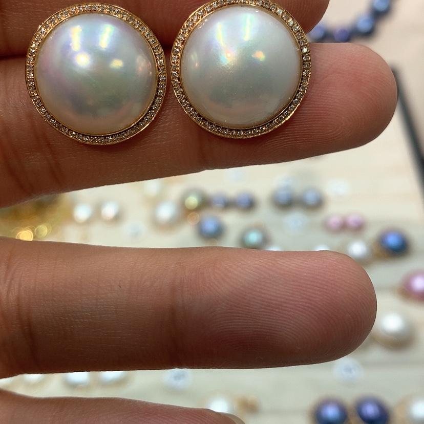 【闪购商品】耳饰拼合珍珠（马贝珠）18K金镶嵌