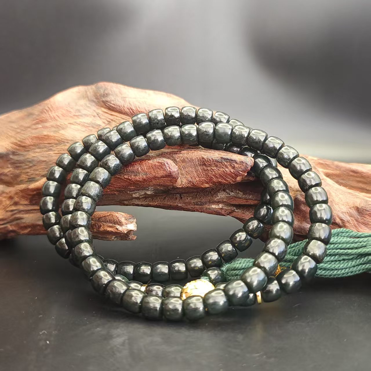 Q和田玉桶珠项链（108）0723