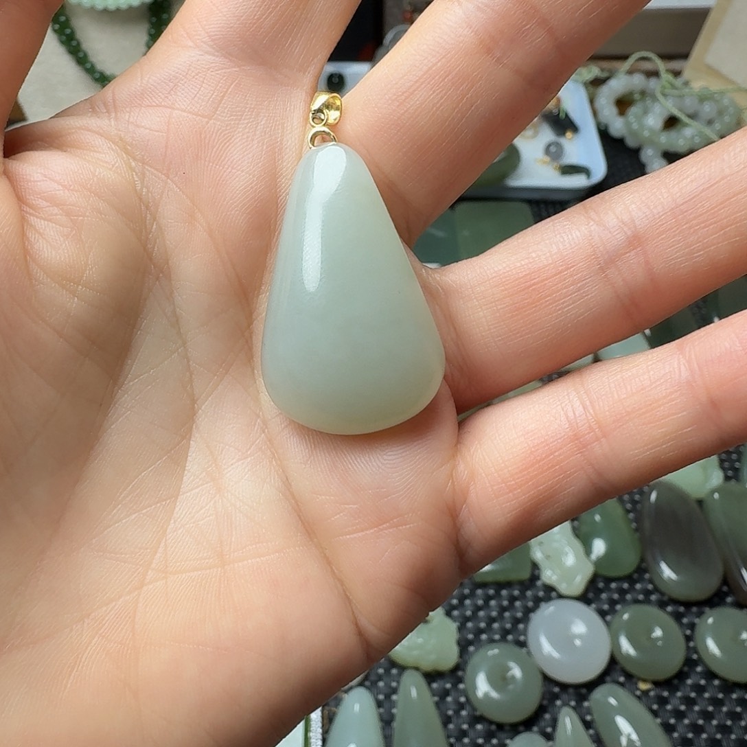 和田玉银S925镀金镶嵌颈饰