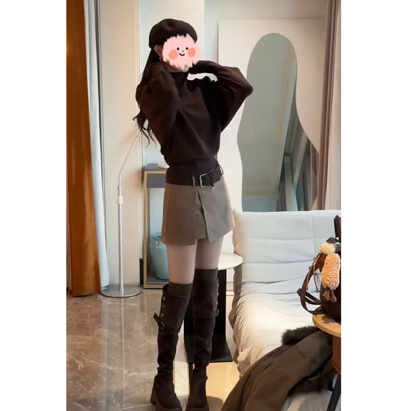 2025气质宽松显瘦时尚套装中高领百搭洋气针织秋季冬季女装