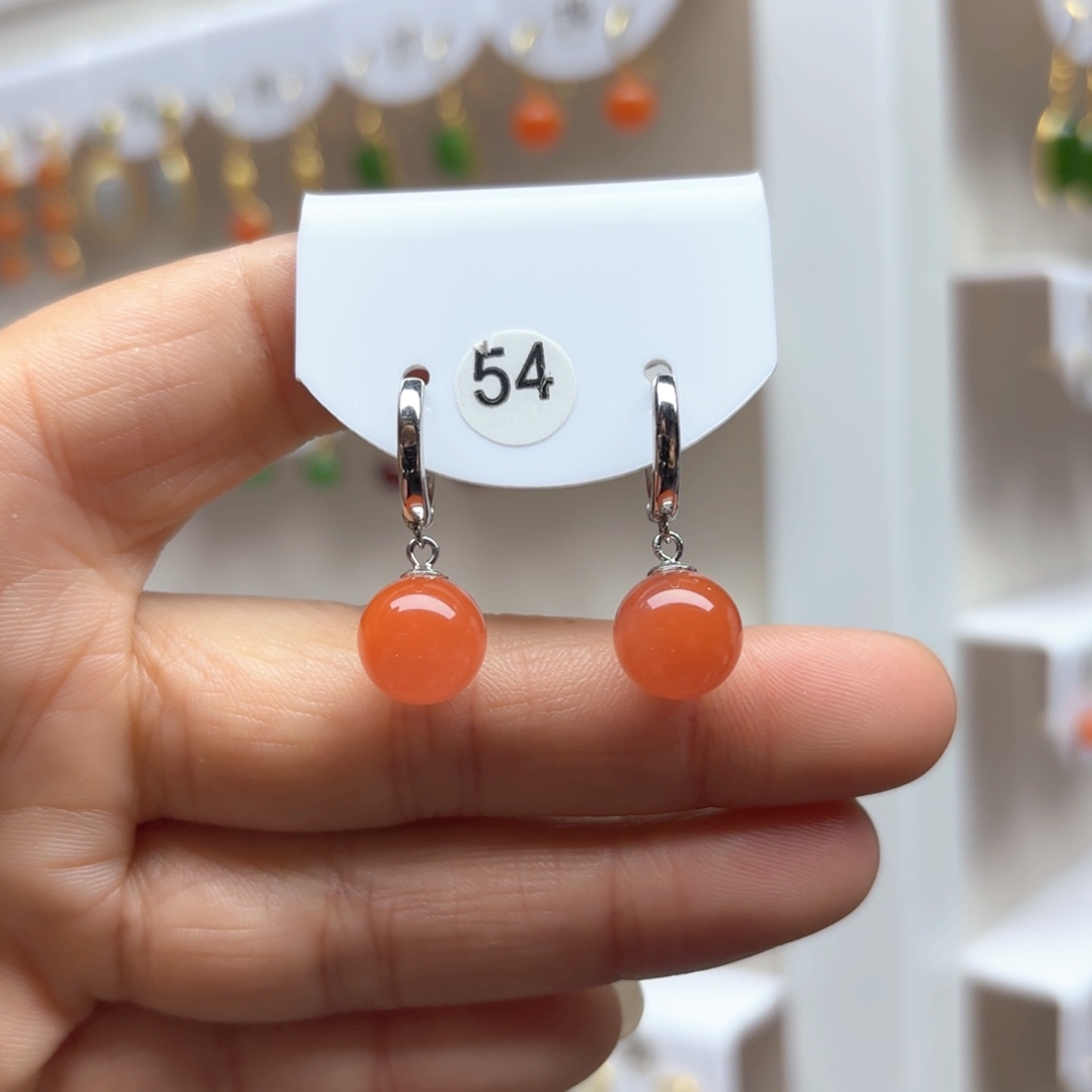 南红玛瑙耳饰银S925镶嵌