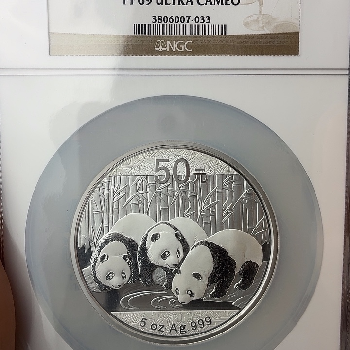 纯银2013年5盎司银猫69分