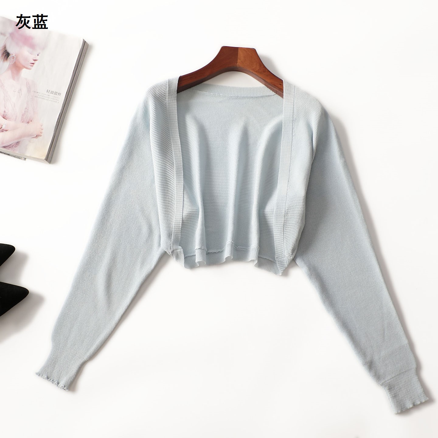 412161秋短款长袖无扣披肩秋季春秋