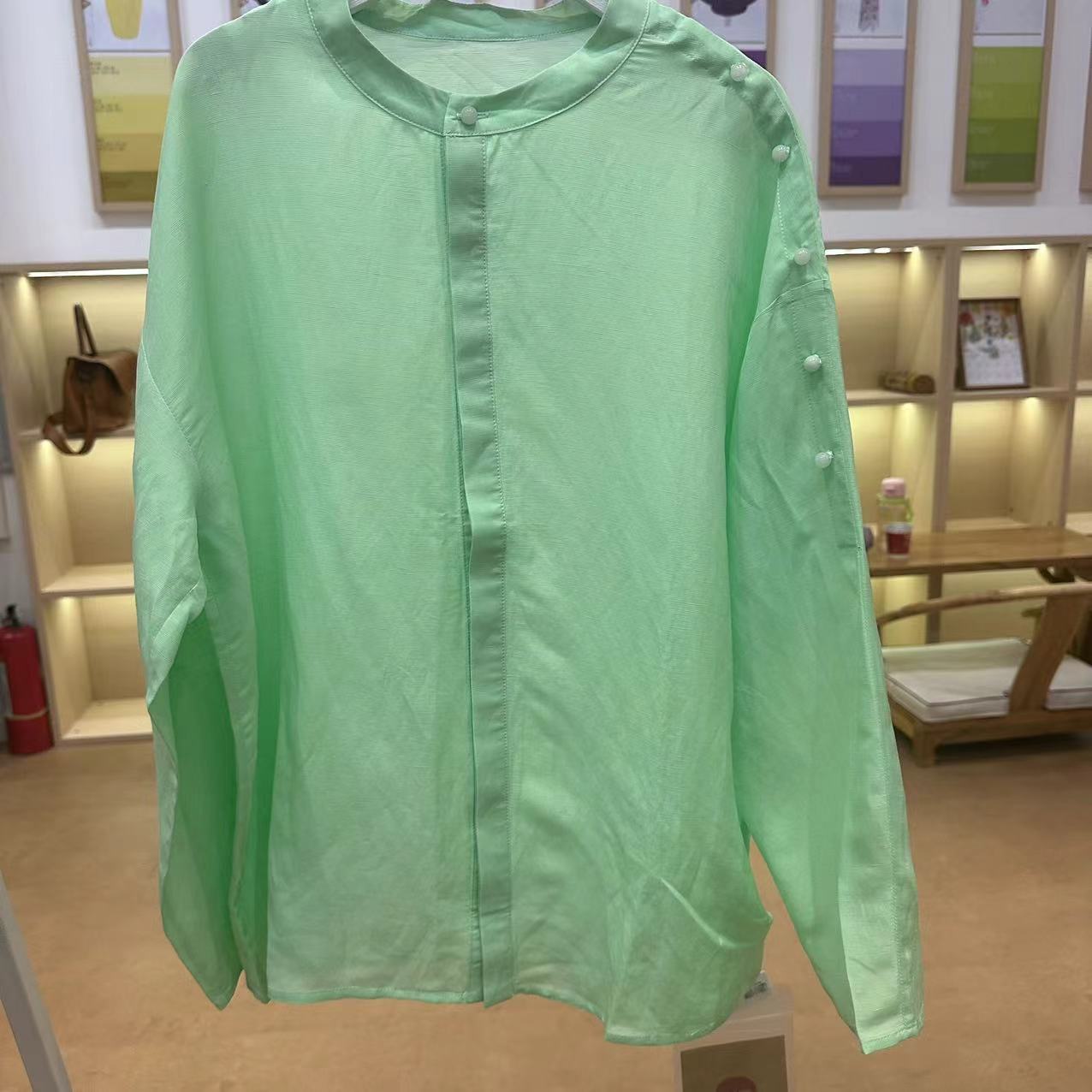 【抖音专属】圆领衬衣（1832524b-嘉陵水绿）
