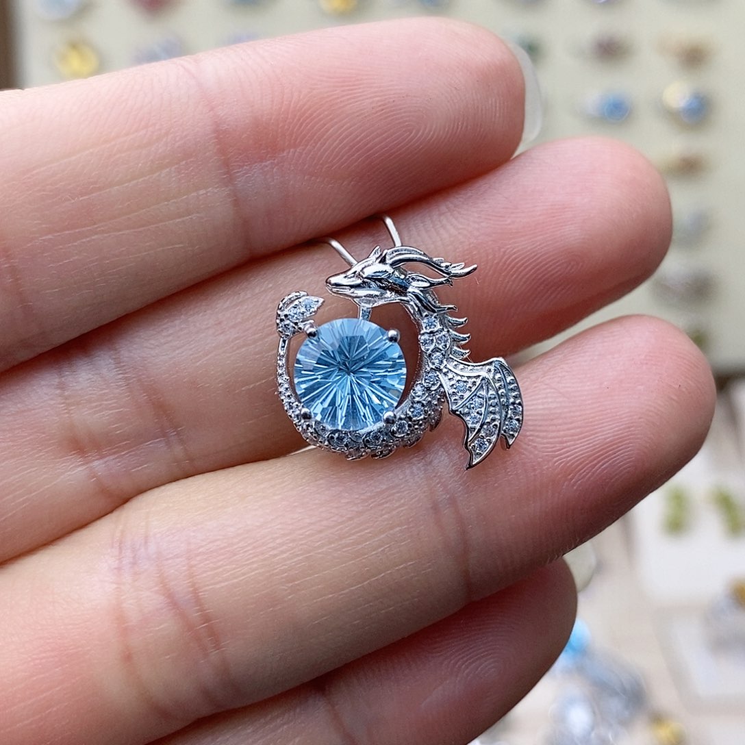 托帕石吊坠(不含链)银S925镶嵌需要证书备注