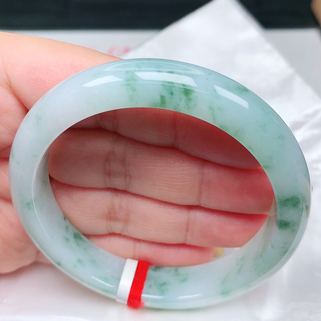 未镶嵌手镯翡翠25胶底小绿花