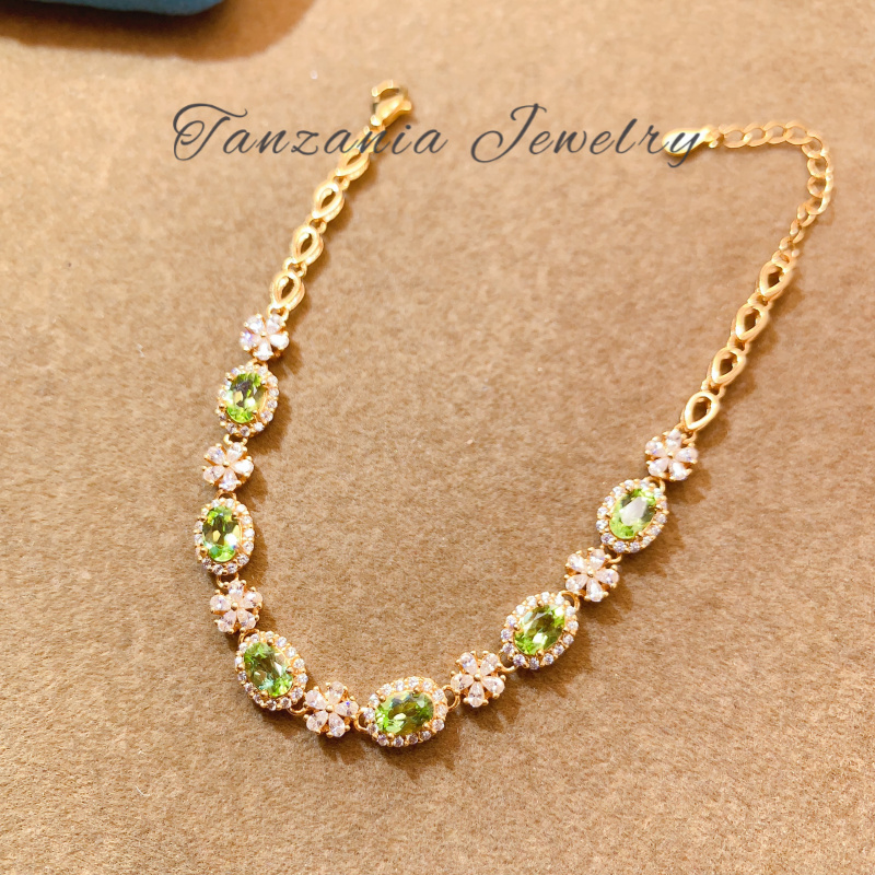 BYGLS053-S925银-天然橄榄石手链【轻奢简单时尚款】