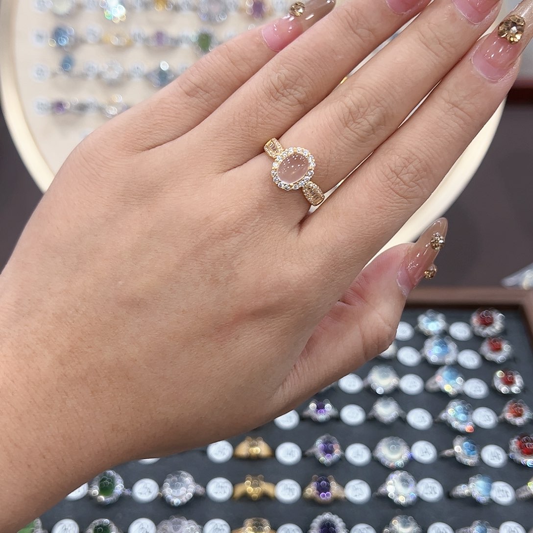 蛇纹石玉戒指银S925镶嵌