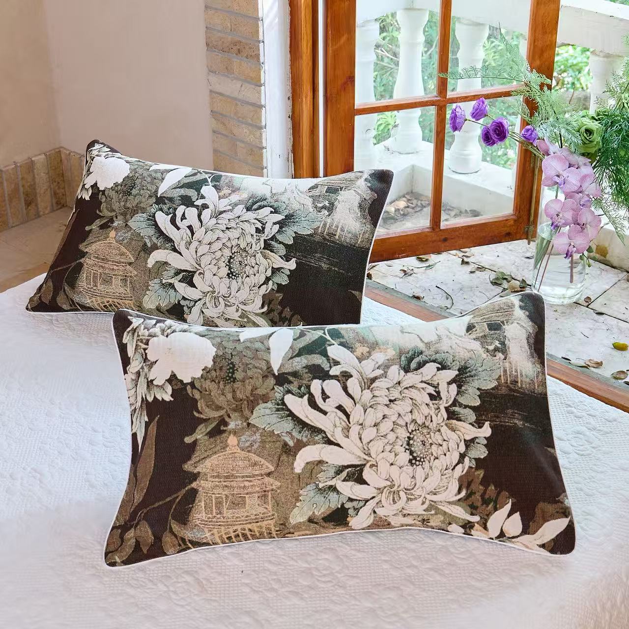 【菊韵幽亭】天麻理疗纱布加厚枕套一对--50cm*80cm