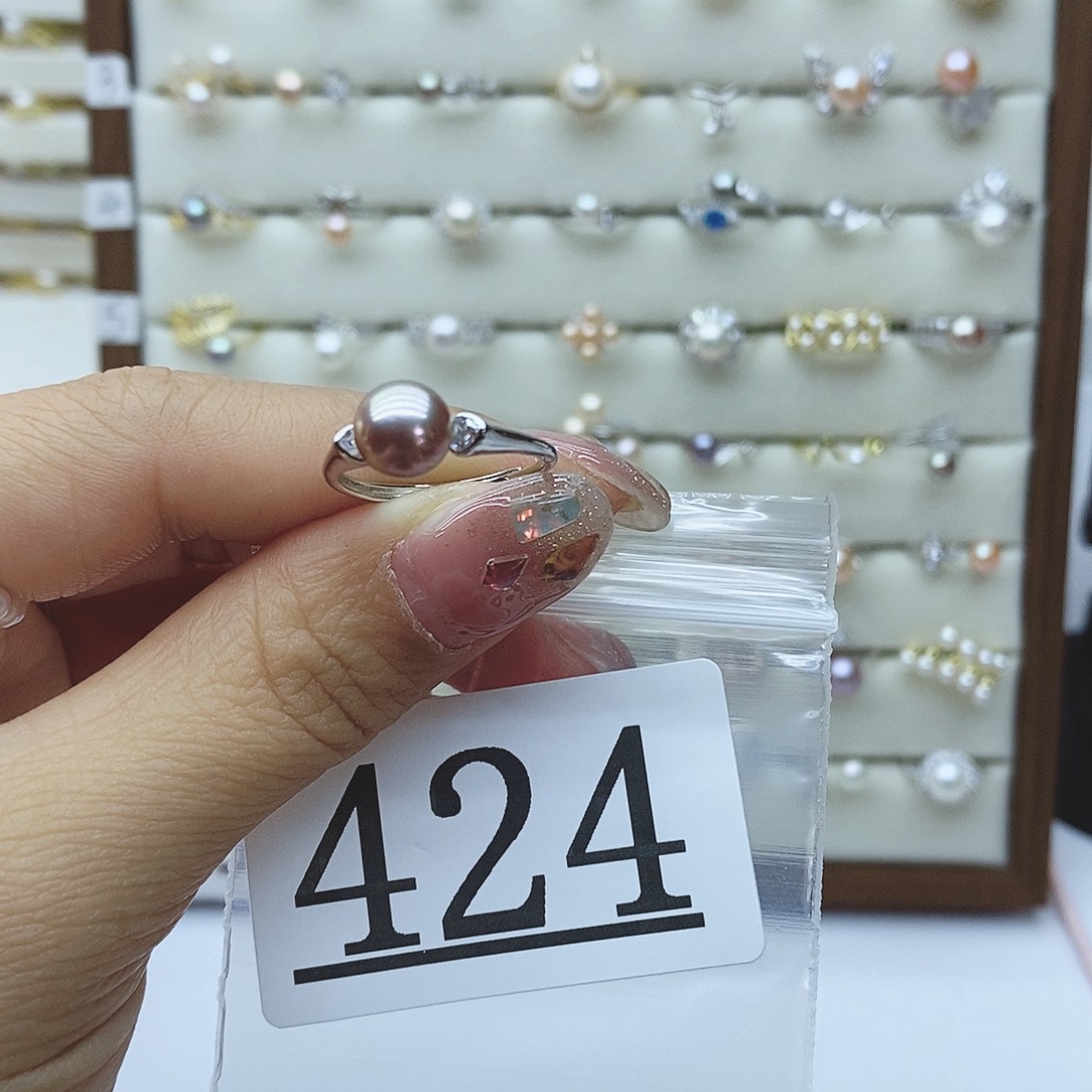 淡水珍珠戒指银S925镶嵌一**～424