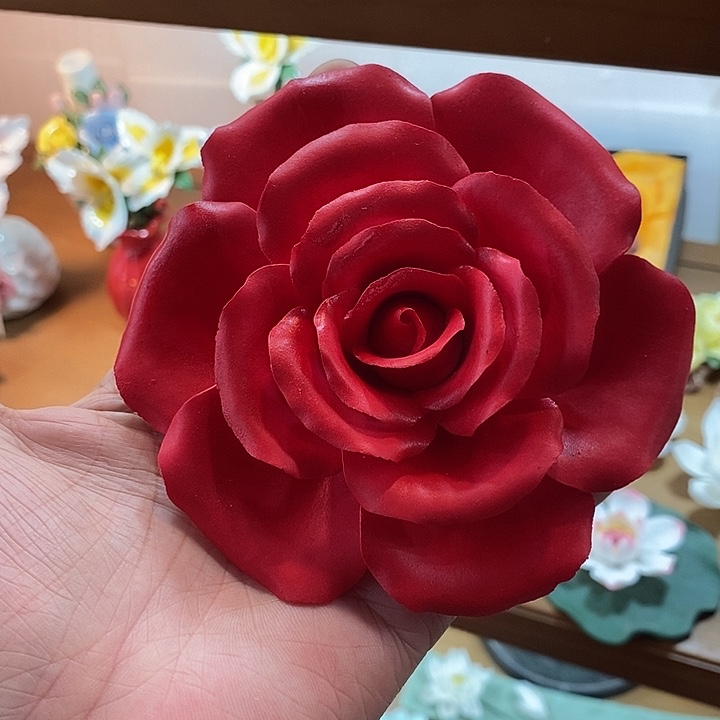 瓷片纯手工陶瓷花摆件1瑕