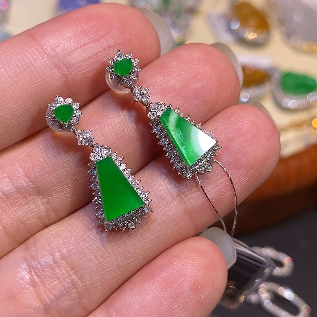 翡翠耳饰18K金镶嵌18k耳环