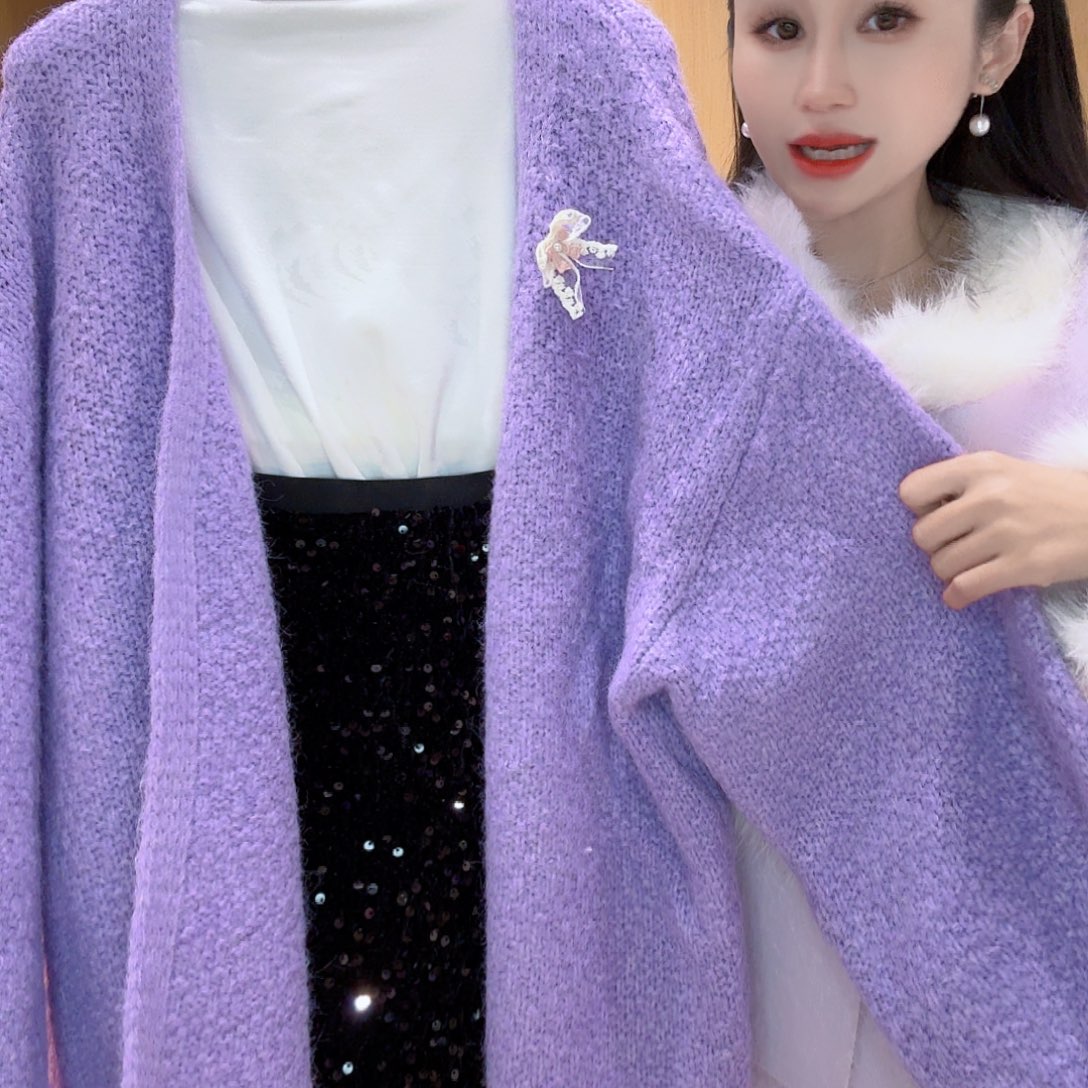 女装新款式大衣紫色外套