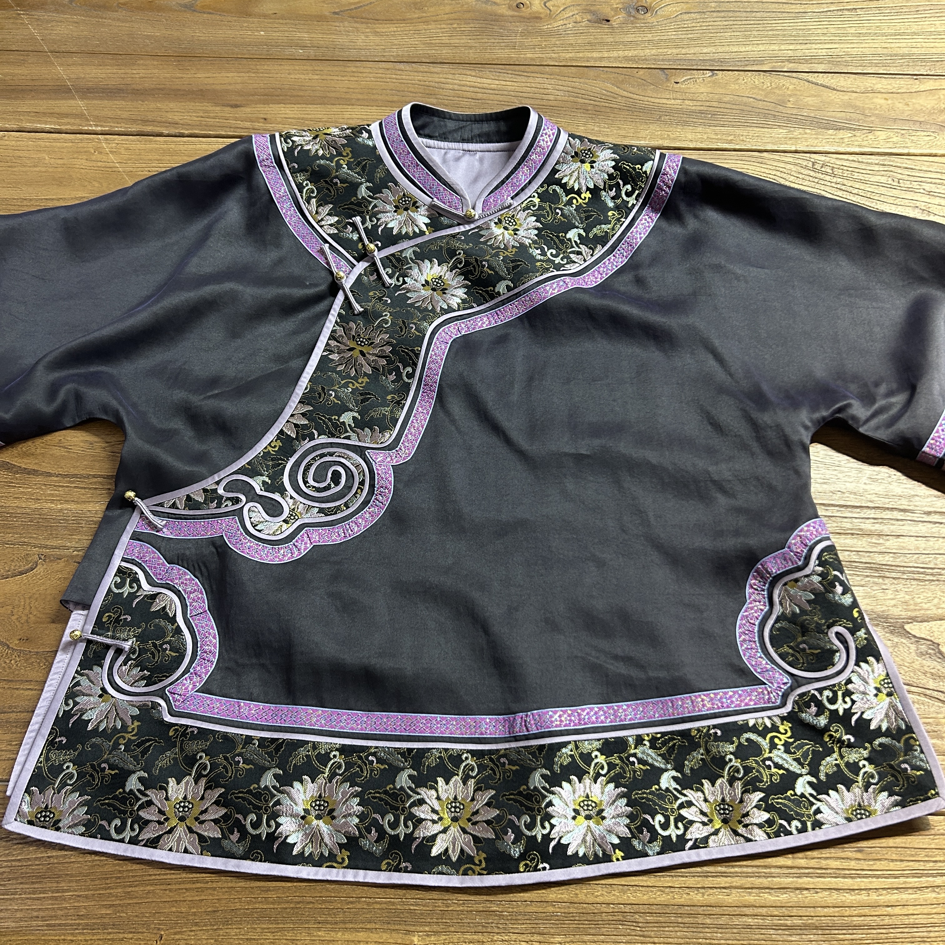 【煜秀堂】“墨紫烟”国风中式轻奢高级感撞色斜襟太太服