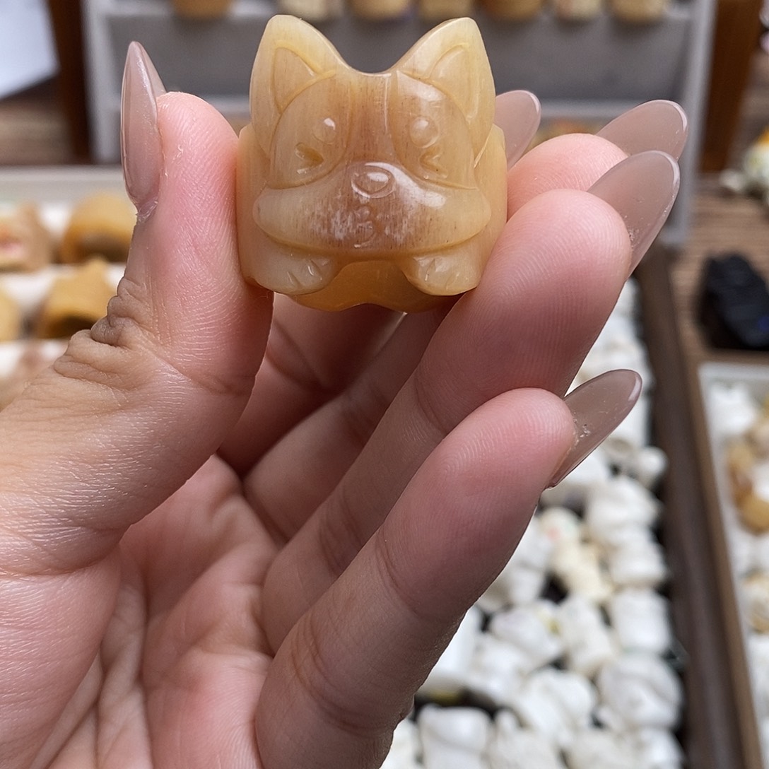 鹿骨把件c14马骨跑环小狗