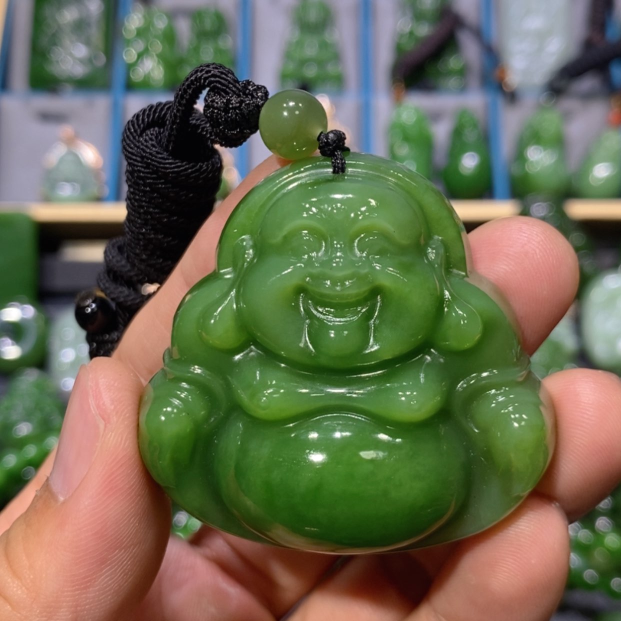 【闪购商品】和田玉吊坠(不含链)未镶嵌辣阳绿佛公 50/15.8