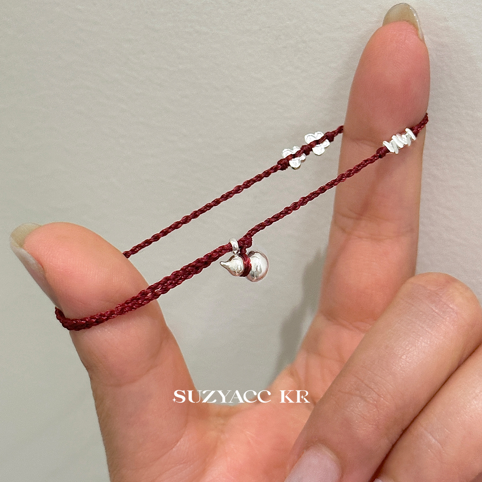 Suzyacc Kr 925银手链 红绳葫芦手链DC0289