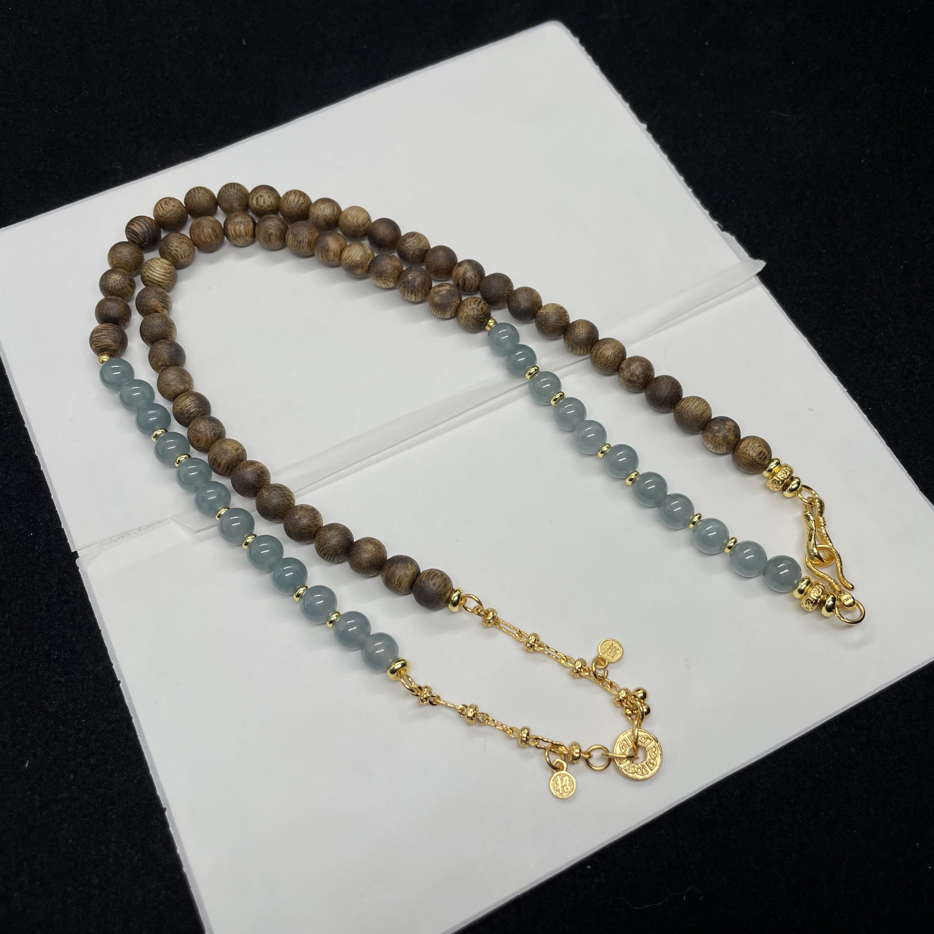 沉香木【回响】沉香圆珠配翡翠设计款项链 KT25052018