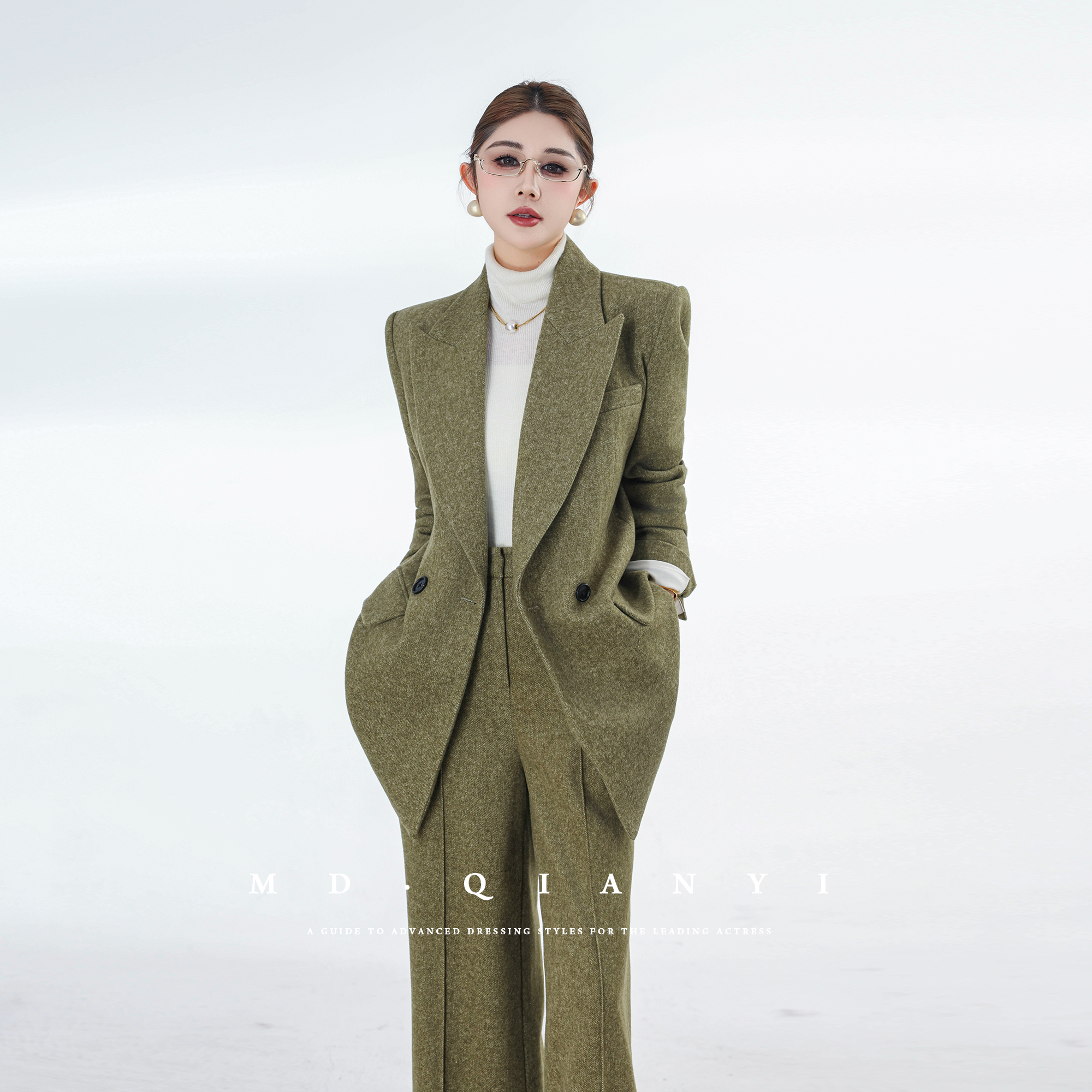 MD定制·杨千亿【风度翩翩】2025冬季新款轻奢气质时尚休闲毛呢套装