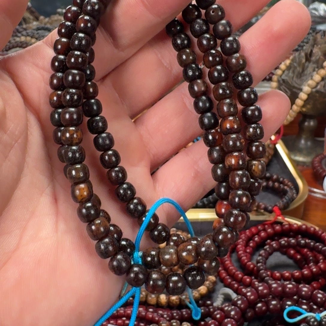 星月菩提手串原生态陈化老油料20年黑金玉化6*7