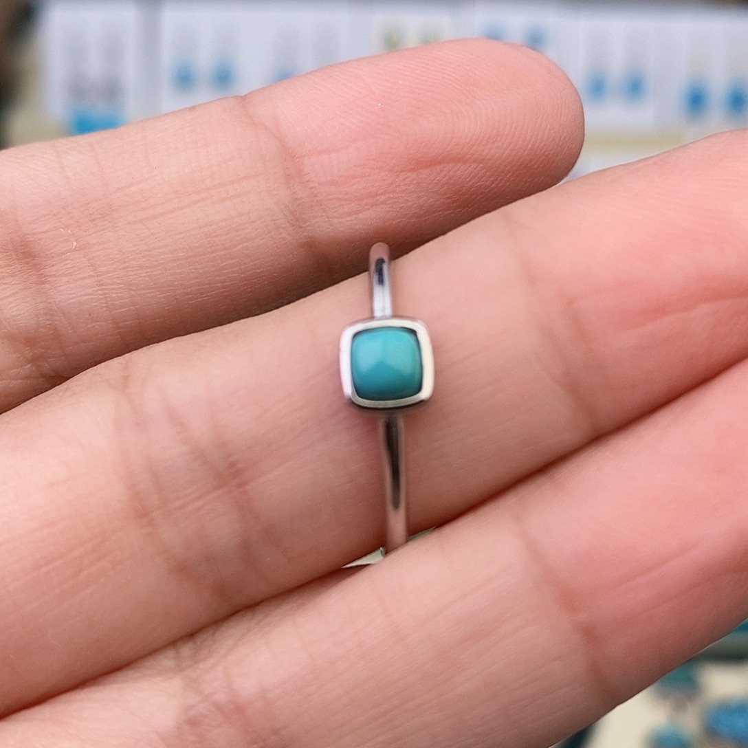 绿松石银S925镶嵌戒指