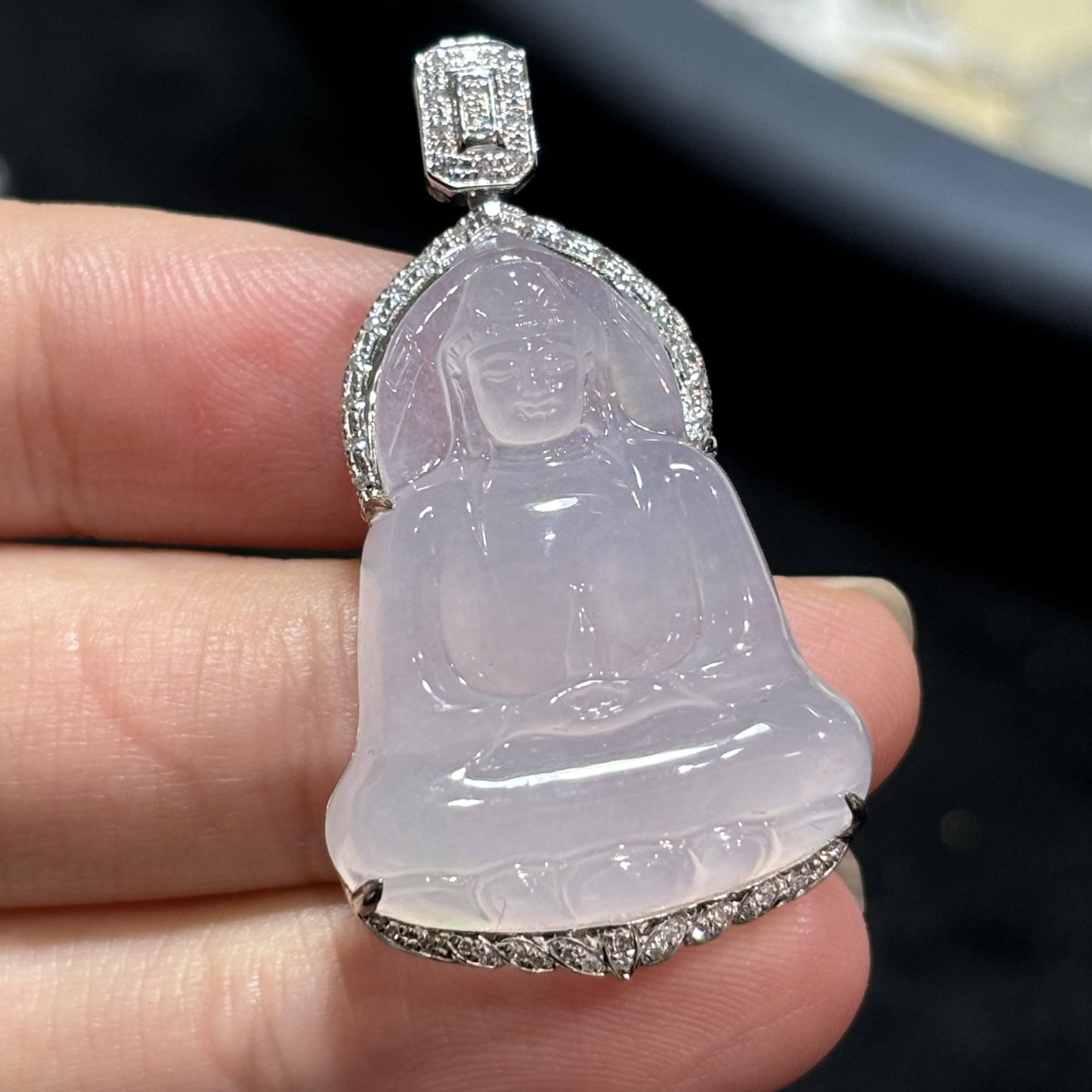 18k金天然缅甸A货翡翠素衣吊坠