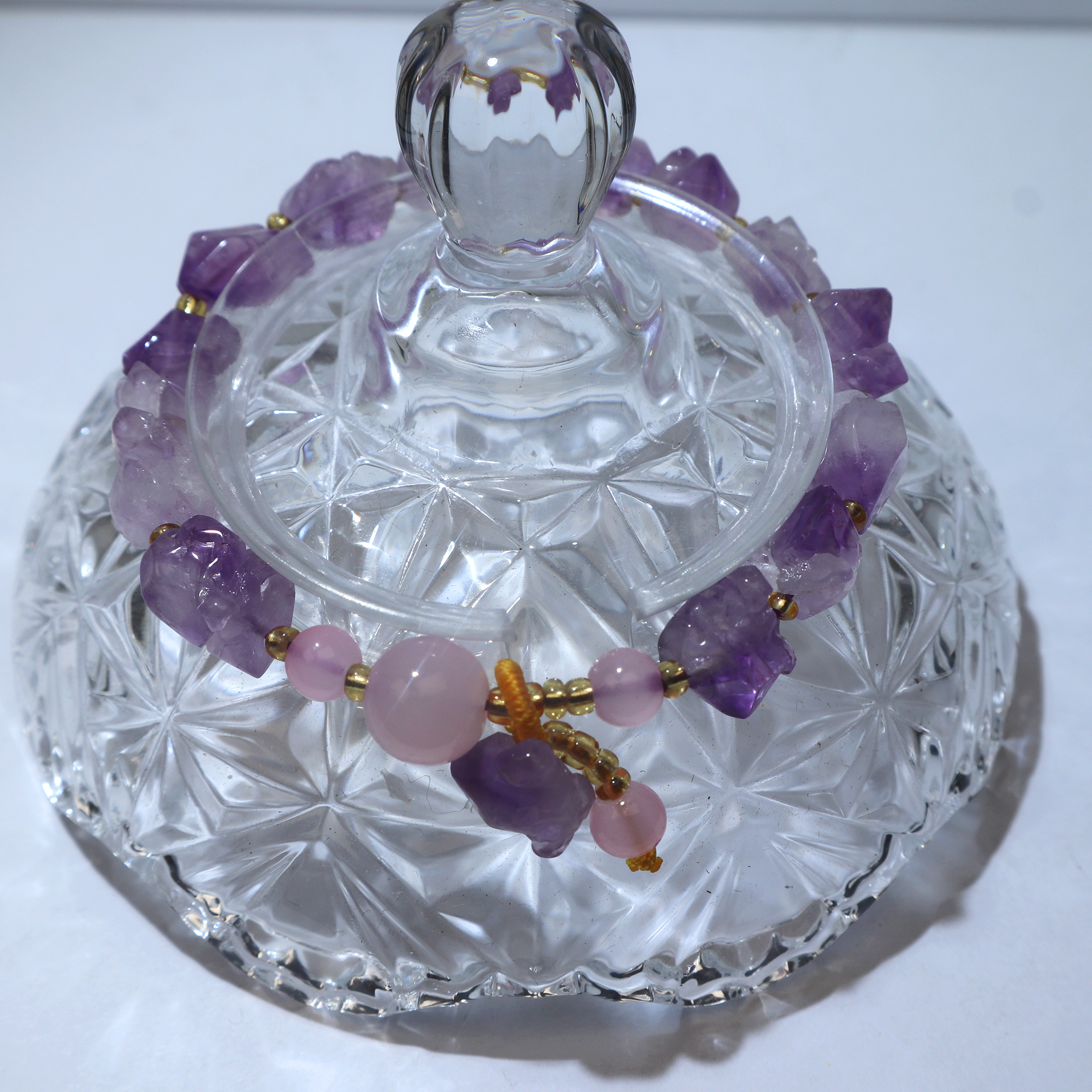 【不秋草珠宝】天然水晶紫晶原矿DIY手链男女通用百搭时尚气质单圈