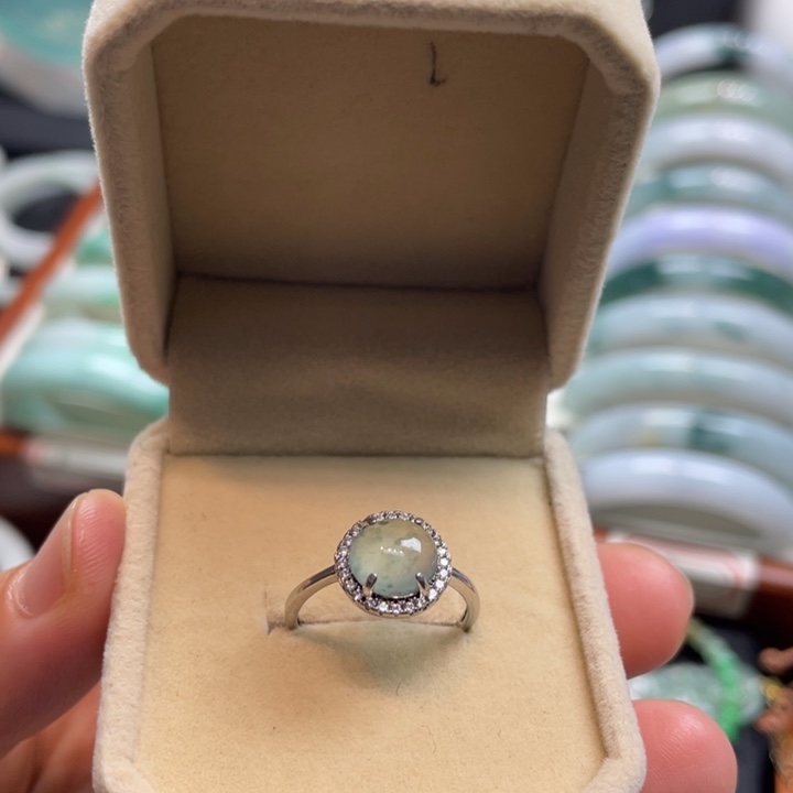 银S925镶嵌戒指翡翠翡翠戒指福利