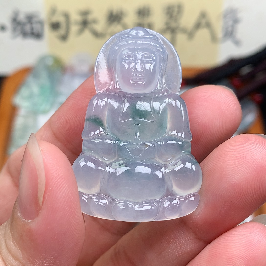 翡翠裸石缅甸天然A货翡翠冰种观音