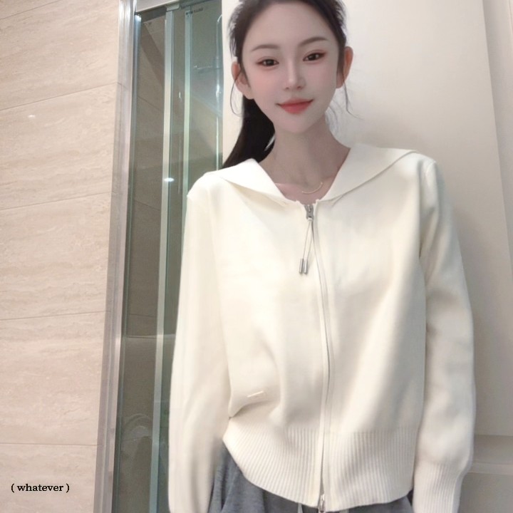 《耳语》2025蓉蓉家秋冬新款港风简约双拉链针织开衫收腰毛衣外套