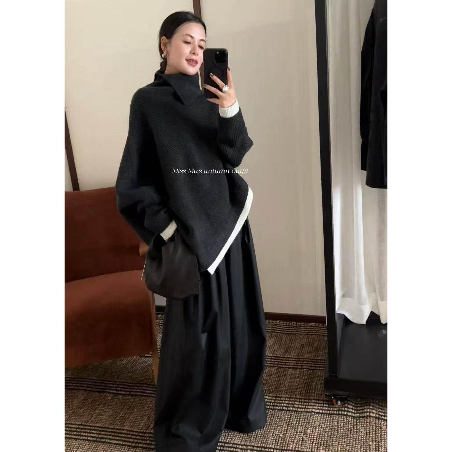 【NO退NO换】不规则斗篷！下摆不规则撞色厚毛衣（MF6115#）M.FIVE