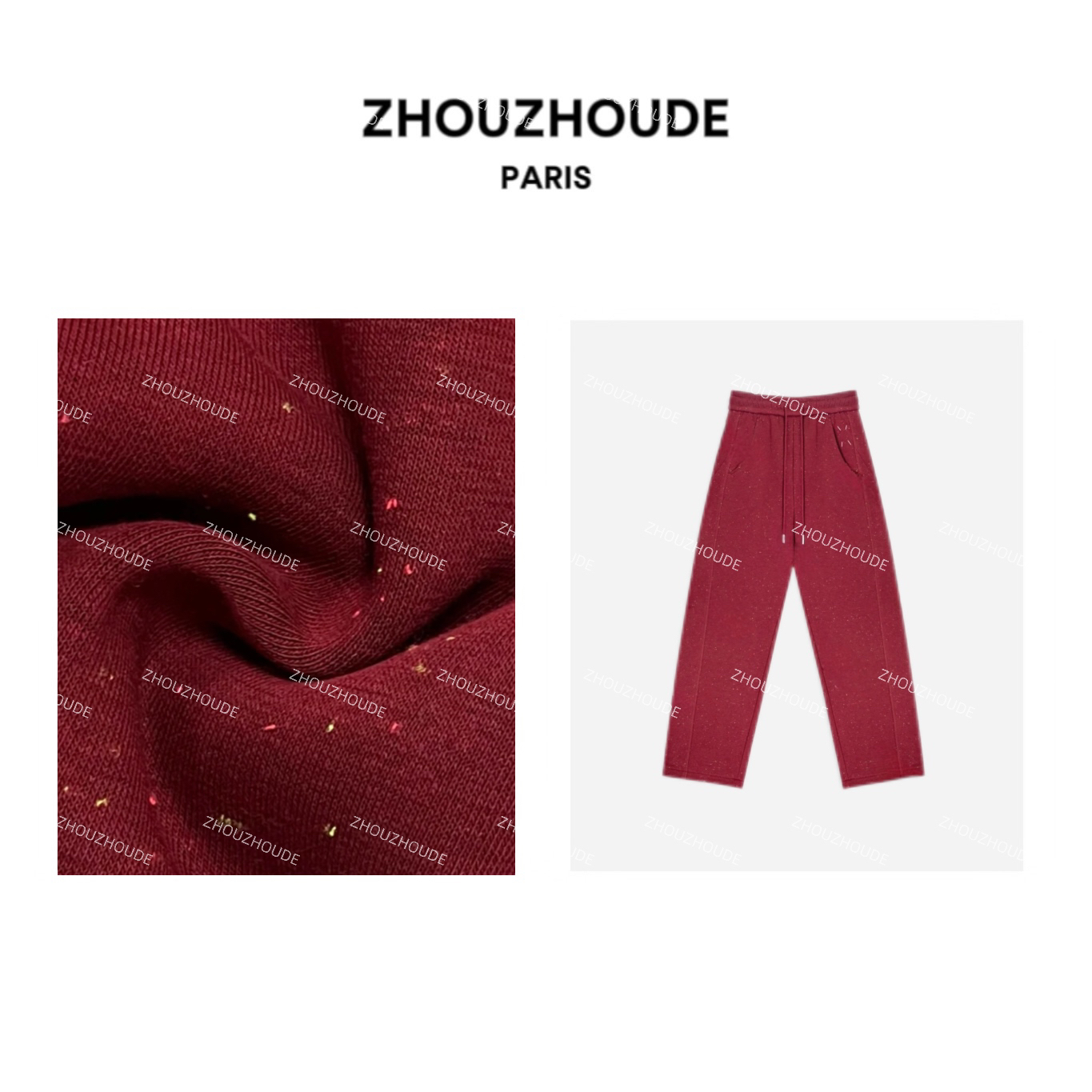 ZHOUZHOUDE【新年限定】冬季细闪洒金加绒高腰垂坠感休闲弯刀直筒裤