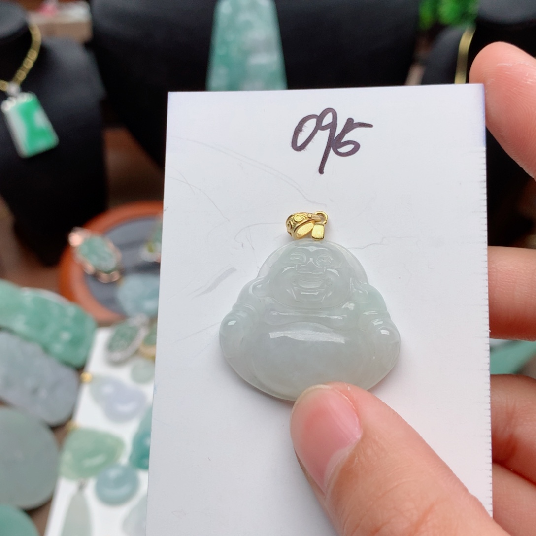 翡翠颈饰银S925镀金镶嵌吊坠