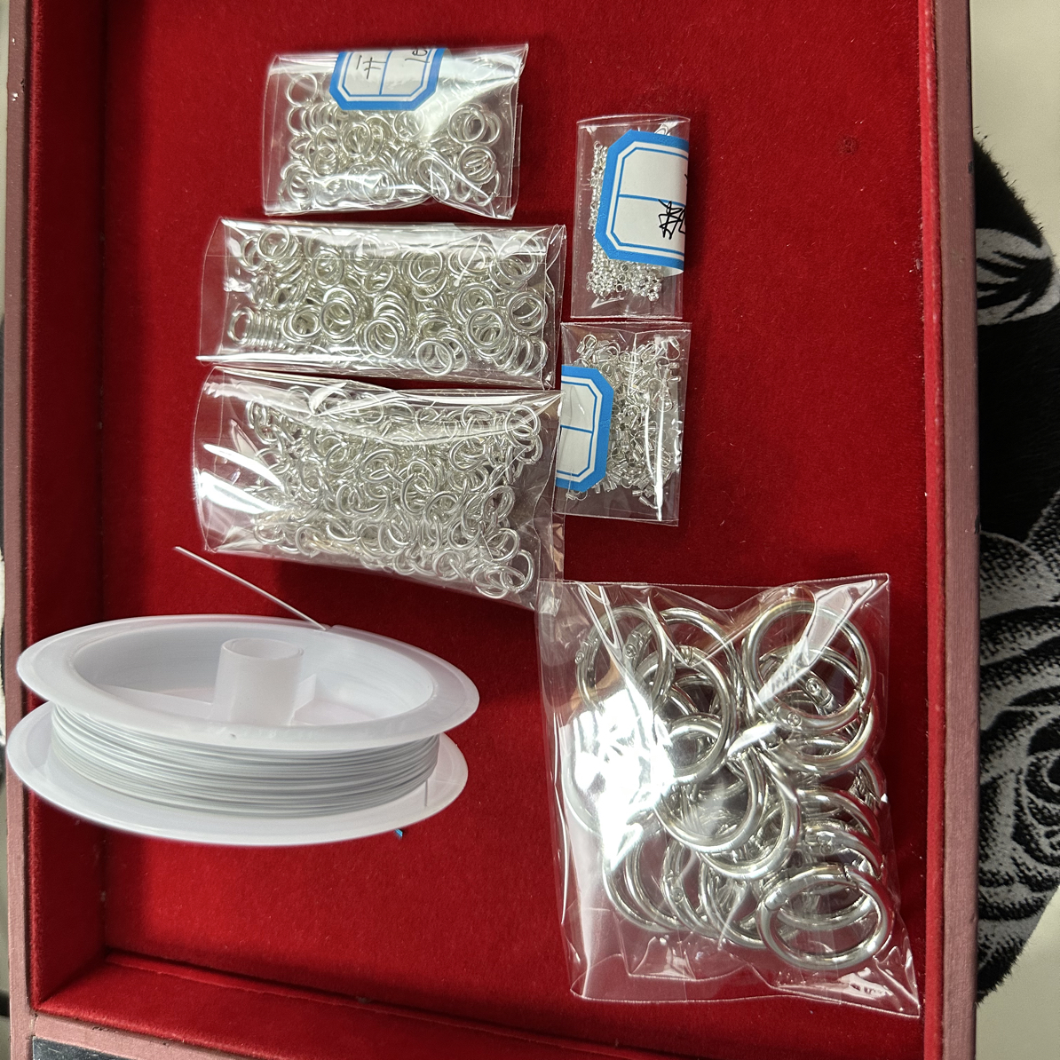 银色金色金属开口圈闭口单圈饰品DIY配件尾圈挂圈和0.5的钢丝线