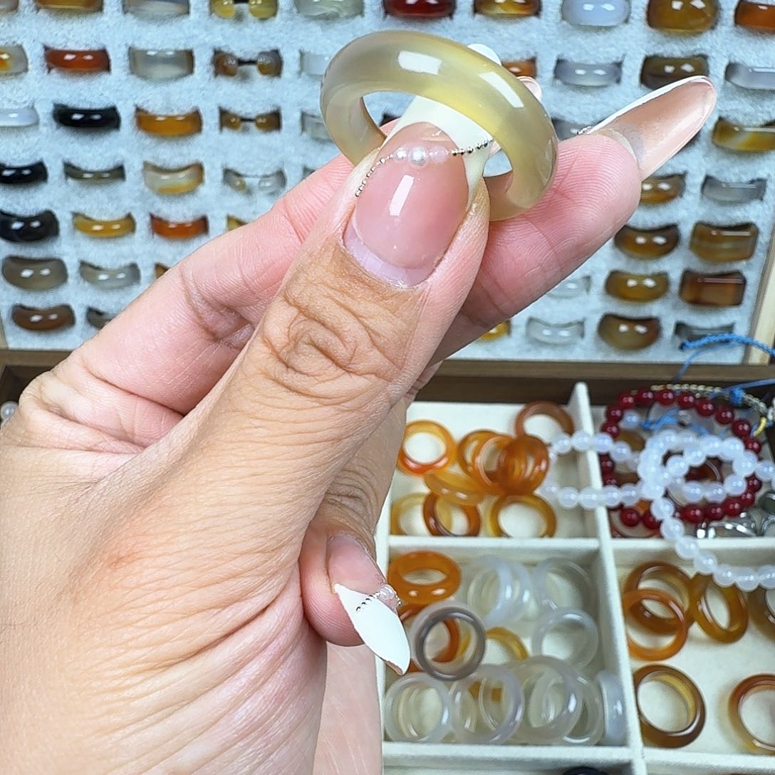 玛瑙/玉髓戒圈未镶嵌23圈福利不退换