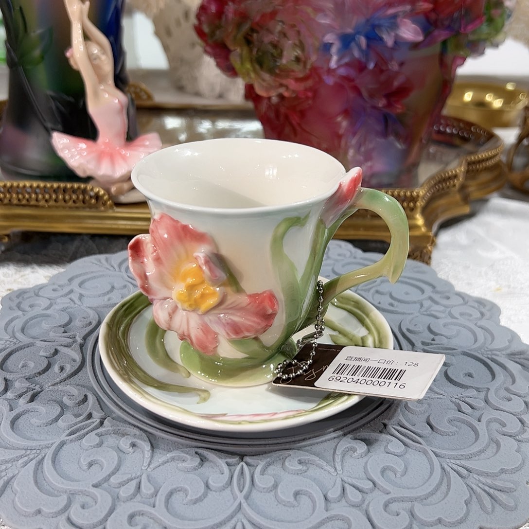 陶瓷0116高温瓷鸢尾花杯碟