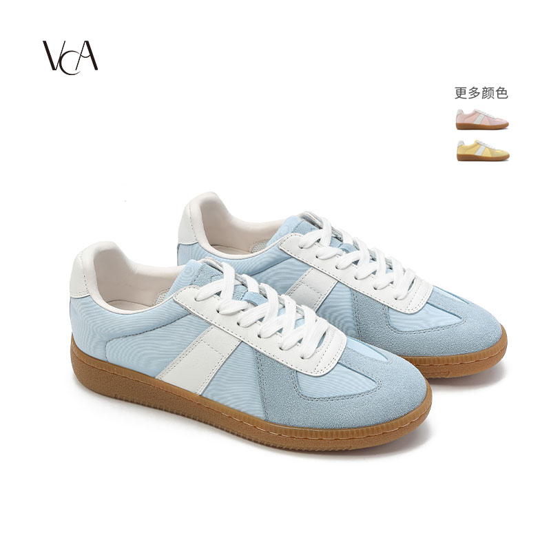 VCA德迅鞋女鞋2025新百搭情侣夏季透休闲鞋真皮气牛筋底百搭