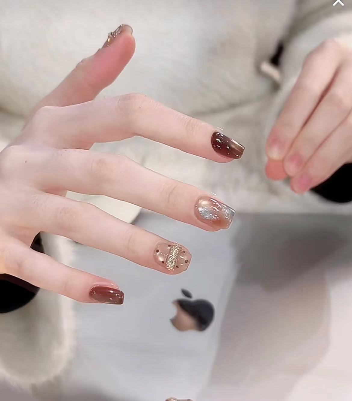 【蓝棕千金】秋冬新款高级感蓝棕气质显白可拆卸纯手工穿戴甲