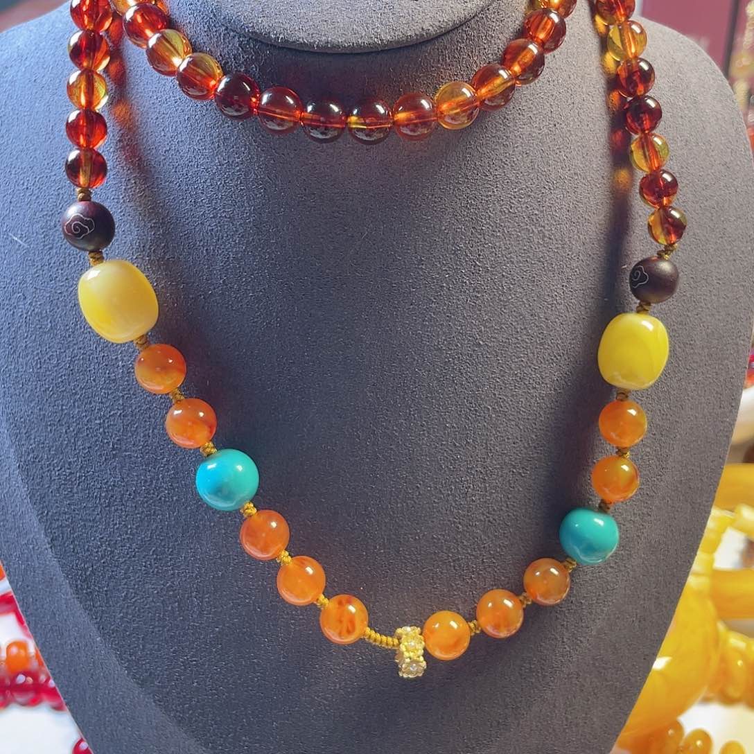 琥珀颈饰未镶嵌项链