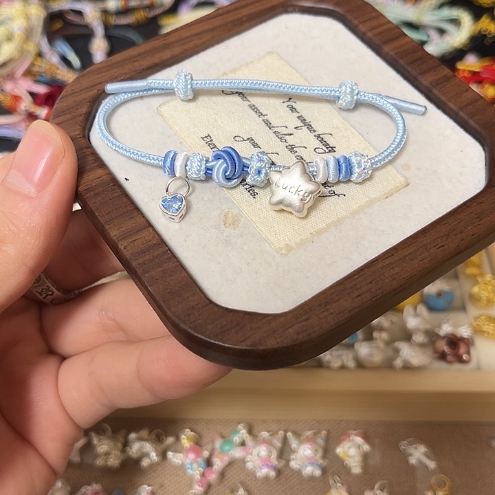 足银布艺银饰x2+精工蓝细手绳