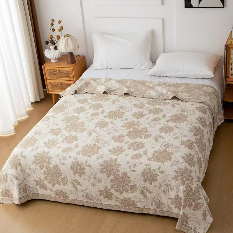 多多家纺-【花影漫语】汉麻床盖米色200*230