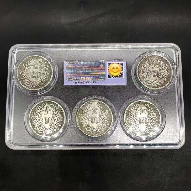 【5枚大头】大头稀有珍藏银元单枚大洋银元评级盒子工艺品保护摆件
