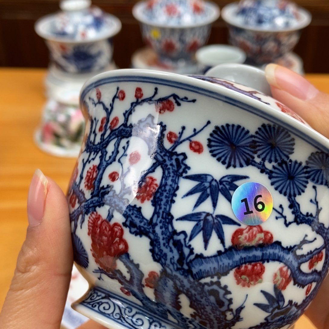 手绘现代茶具非古董山*