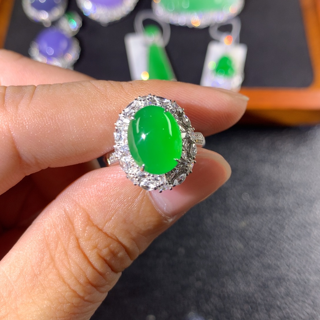 翡翠18K金镶嵌戒指两用款